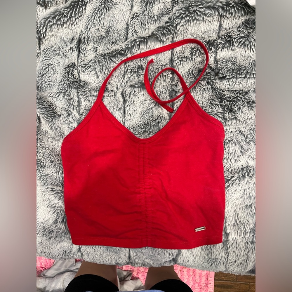 Red holister crop top (tie neck)